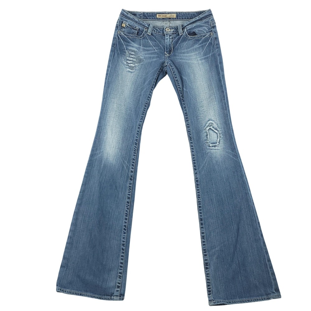 Big Star Sweet Jeans Womens 29XXL Blue Med Wash Low Rise Bootcut Distressed